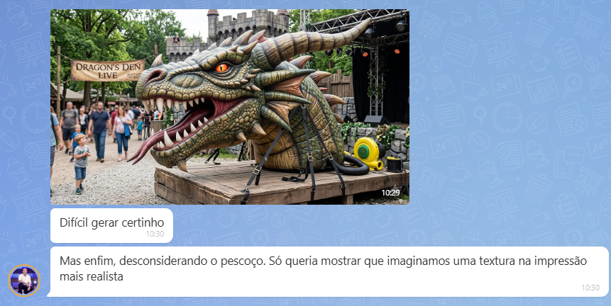 Referência visual e pedido do cliente por uma textura mais realista